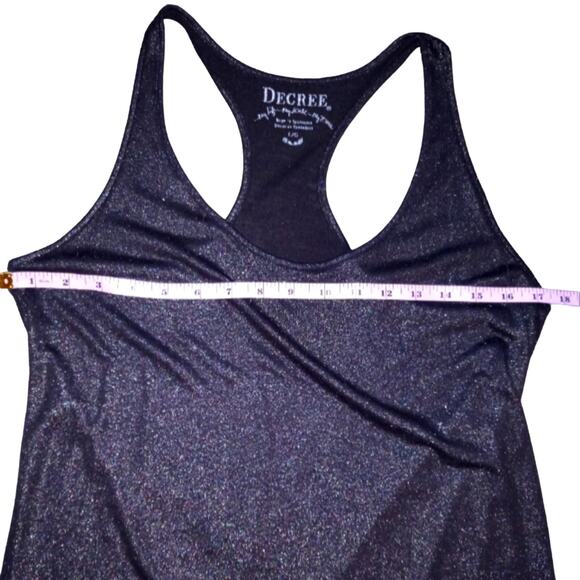 DECREE womens Black Shimmer Racer back Size L - Picture 7 of 10